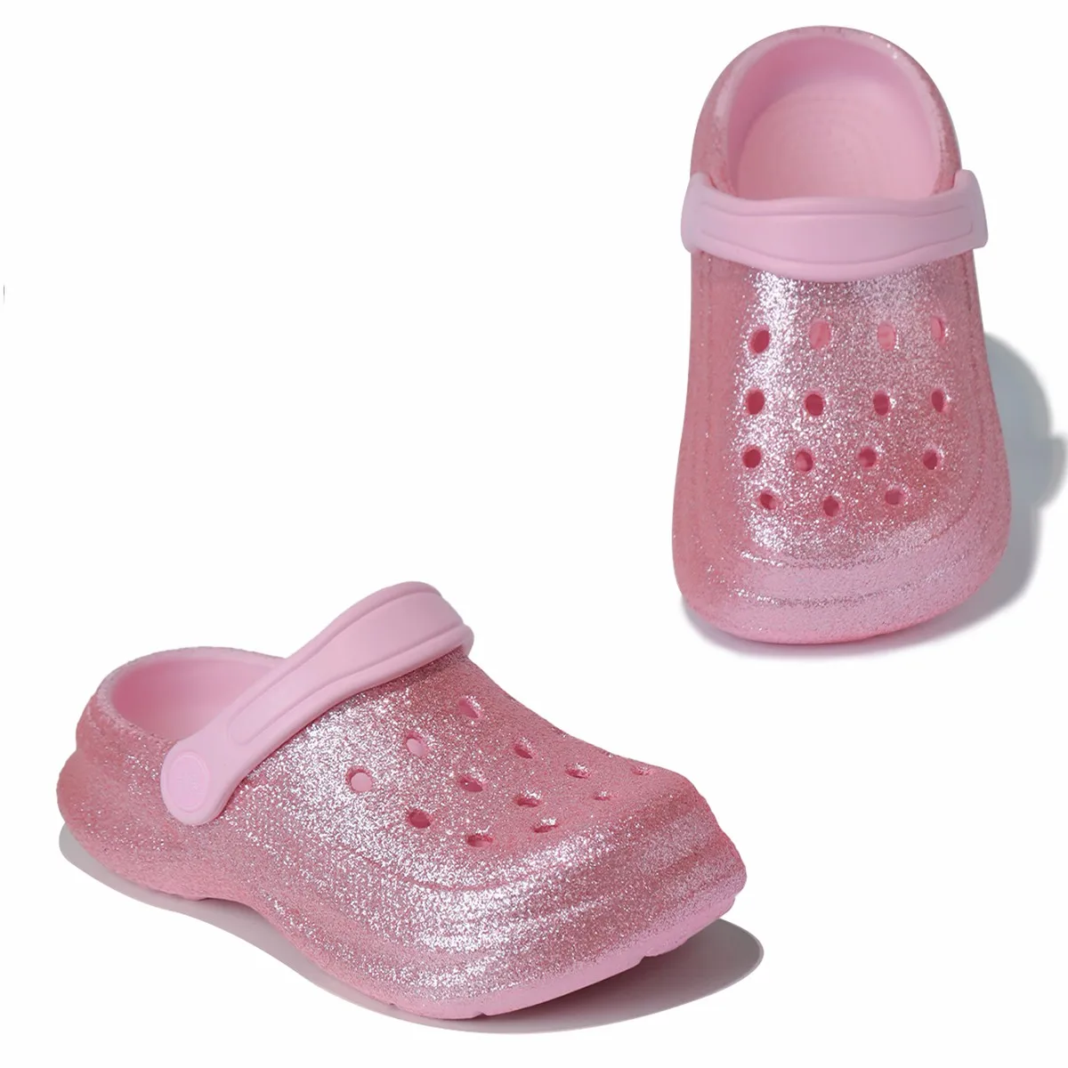 Kid's Glitter Clog and Mules, Lightweight EVA Garden Shoes, Non-Slip Sandals, Breathable Slip-On Shoes for Indoor Outdoor 168