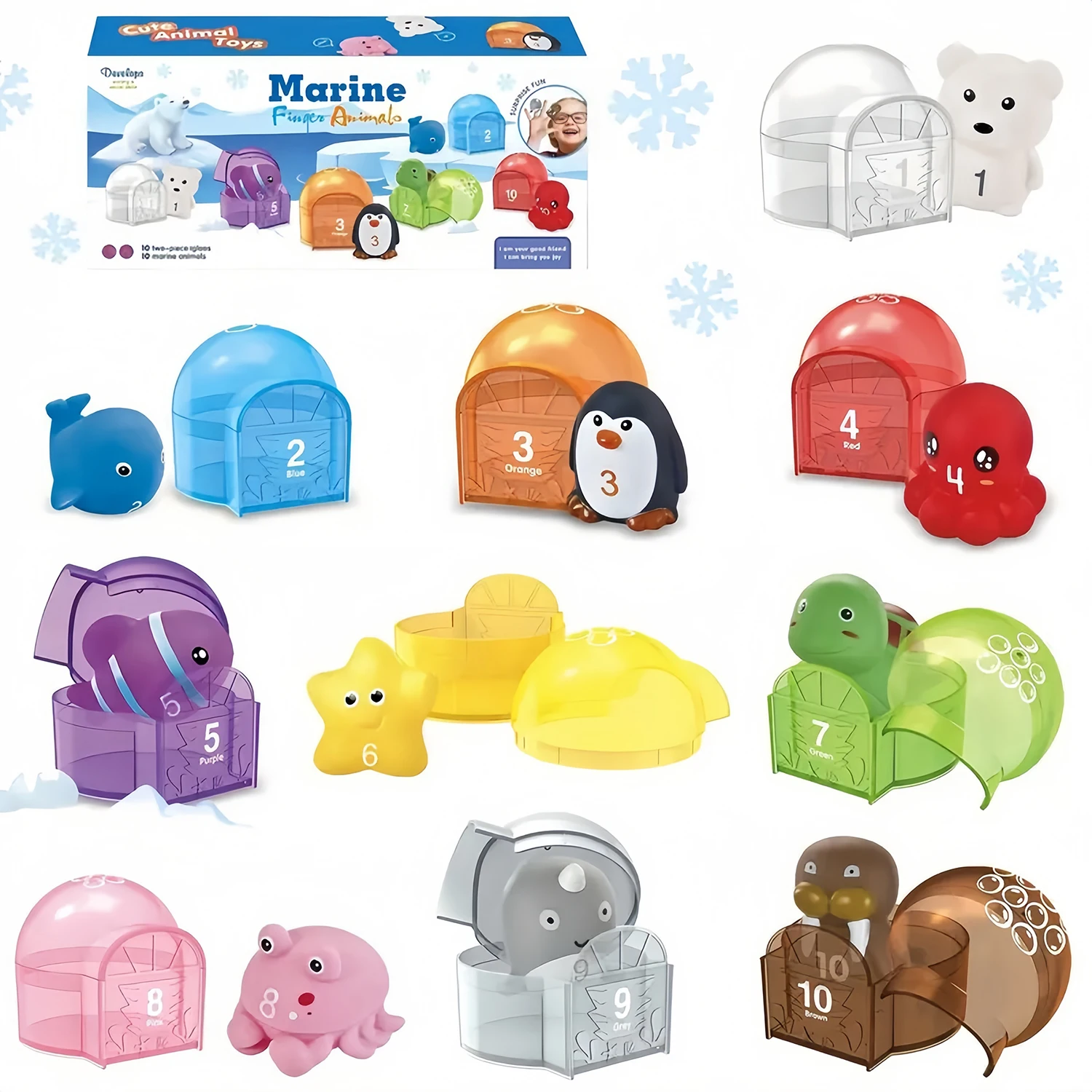 Montessori-Farbform-Matching- und Zählspielzeug für Kleinkinder, Überraschungs-Party-Geschenk für Kleinkinder, Entwicklungs-Feinmotorik