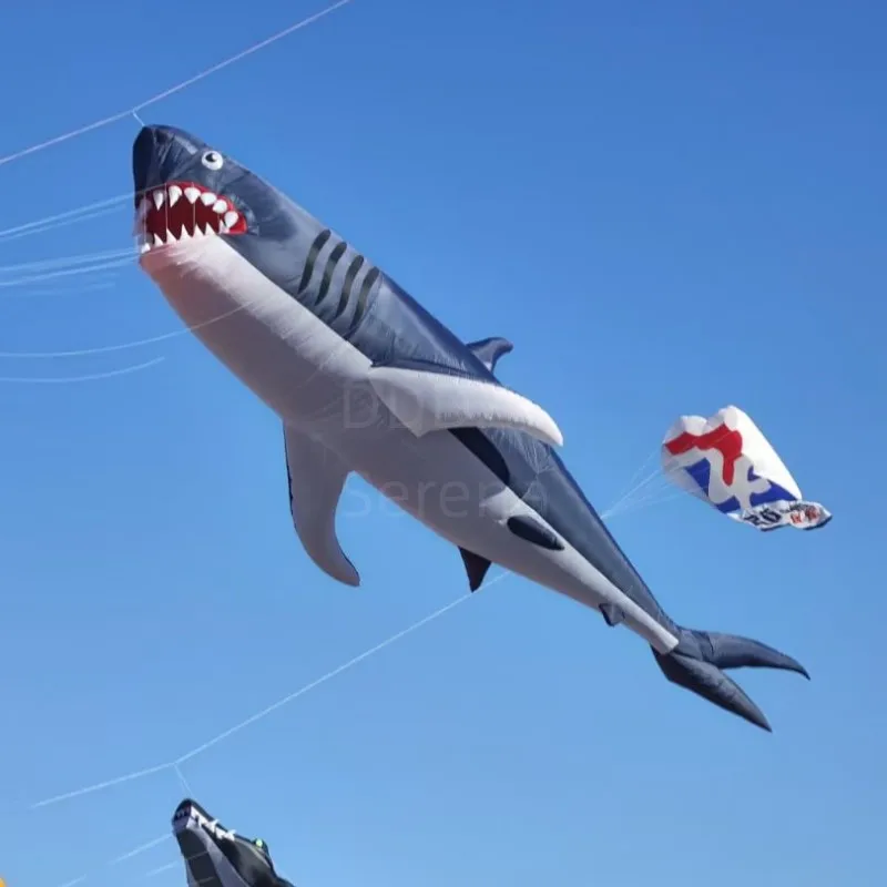 Giant 18M Shark Soft Inflatable Pendant show kite ripstop nylon fabric Line Laundry for Adults with LED or without LED for optio