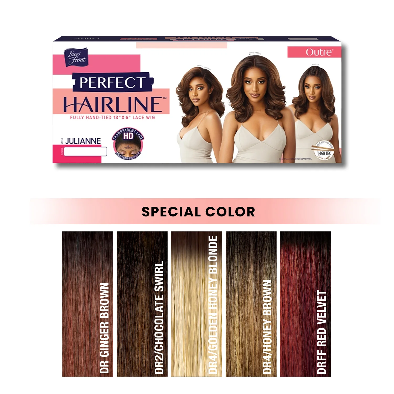 Outre Perfect Hairline Glueless Lace Front Synthetic Wig Fully Hand-Tied 13X6 Lace Wig Julianne - Loose Wave Style, Natural