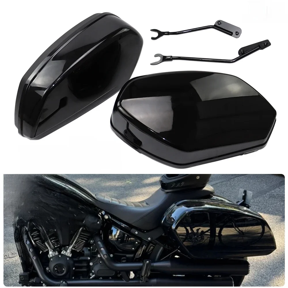 Sakwy motocyklowe z szybkozłączką, konstrukcja typu clam-shell - Vivid Black, pasują do Harley Softail Low Rider S/ST FXLR Sport Glide FLSB 2018-2024 — zdjęcie 2