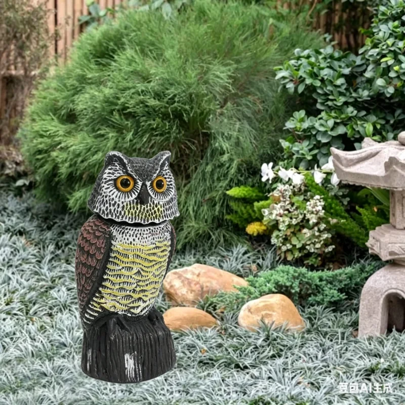 Electric Sound Plastic Shake Head Owl Decor to Scare Expeller Birds Away Scarecrow Bird Deterrent for Outdoor Garden Decoration​
