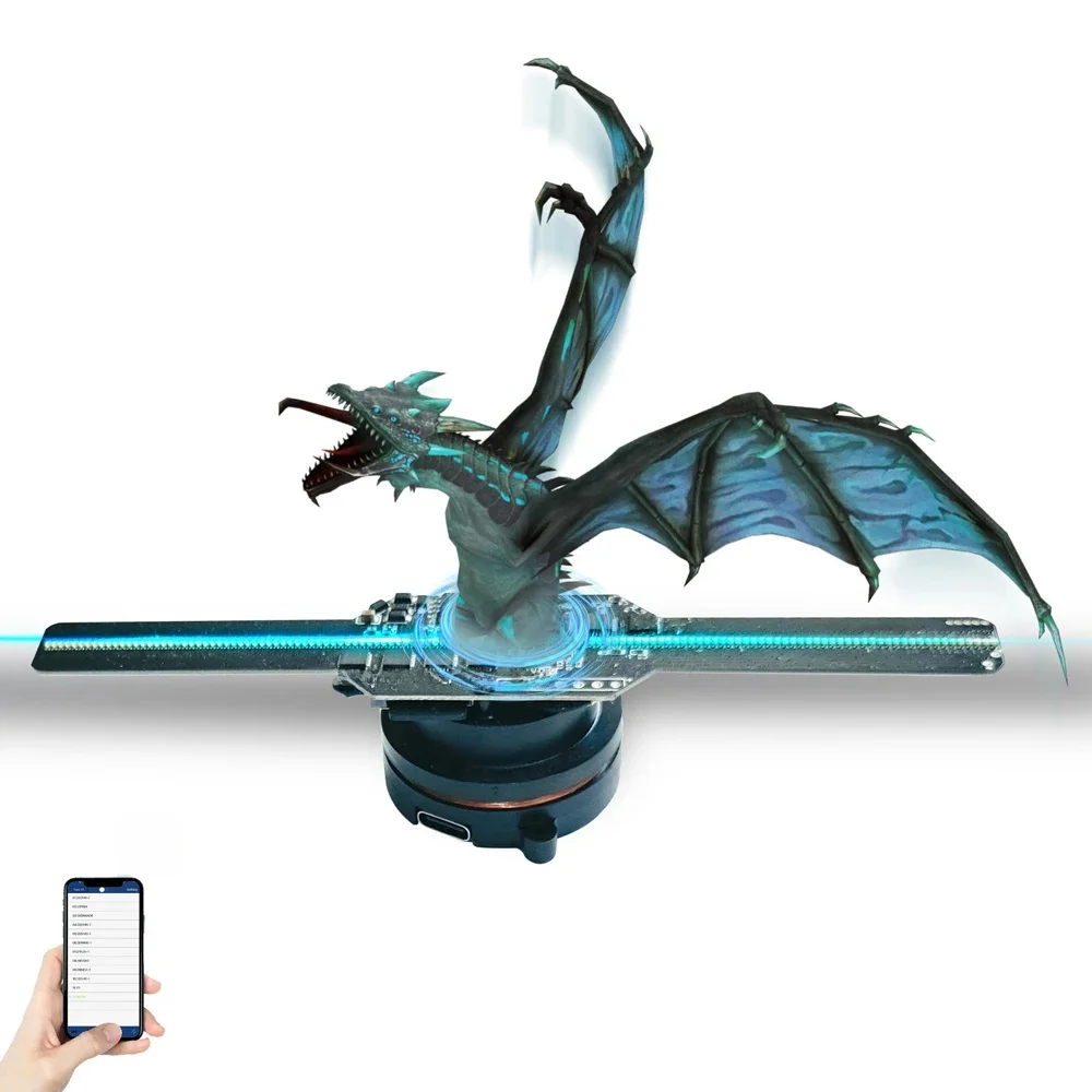 5.5 Inch 3D Hologram Fan Mobile App Control 14CM 3D Hologram Projector Advertising Display HD LED Holographic Light for Bar Club