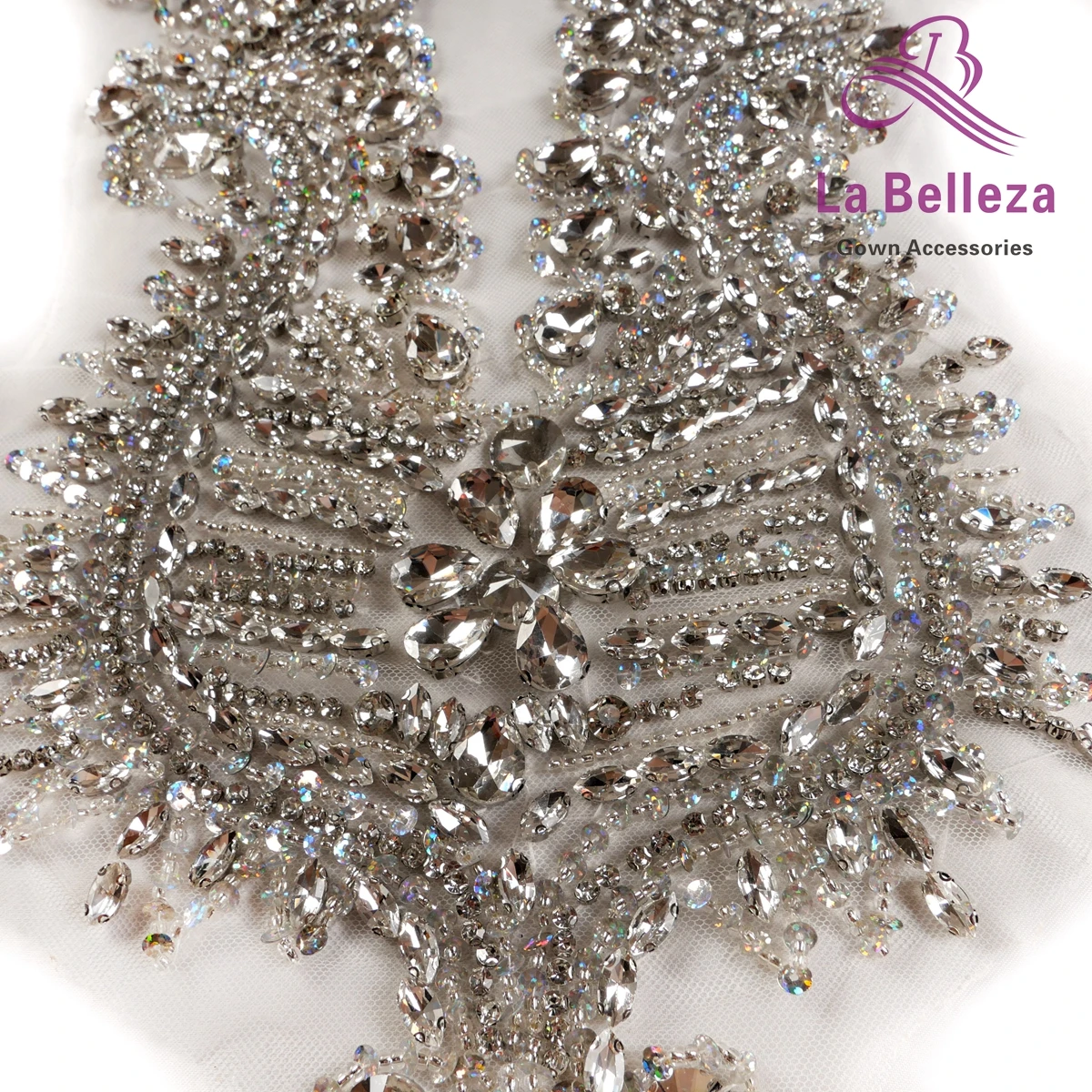 La Belleza New hot on sale  handmade rich easy to use bodice Rhinestone applique for  wedding prom dress  accessorie