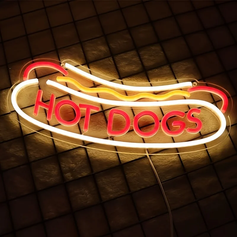 Hot Dog Neon Wall Decoration Neon Business Sign Hot Dog Shop Fast Food Restaurant Christmas Birthday Party Gift