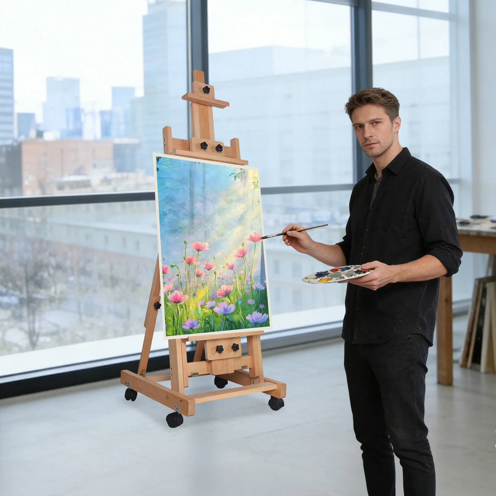 

Мольберт для эскизов, напольный складной мольберт-стойка из дерева, регулируемый мольберт для рисования на столе и напольный мольберт для демонстрации, устойчивый и долговечный