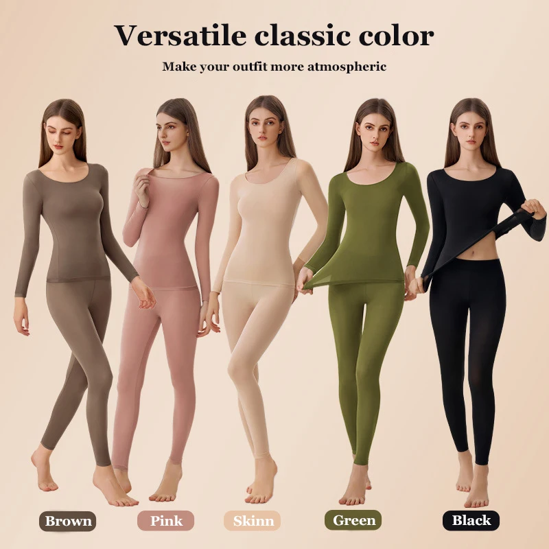 2pcs Ultra-Thin Seamless Warm Underwear for Women High-Elasticity Long Sleeve Slim Fit Top Women's Lightweight Sleepwea Lingerie