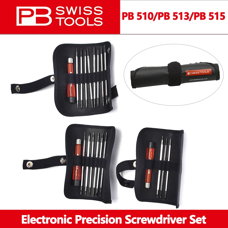 PB SWISS Precision Screwdriver Set with Replaceable Screwdriver Tips in Roll-up Tool Bag Electronic Precision Screwdriver