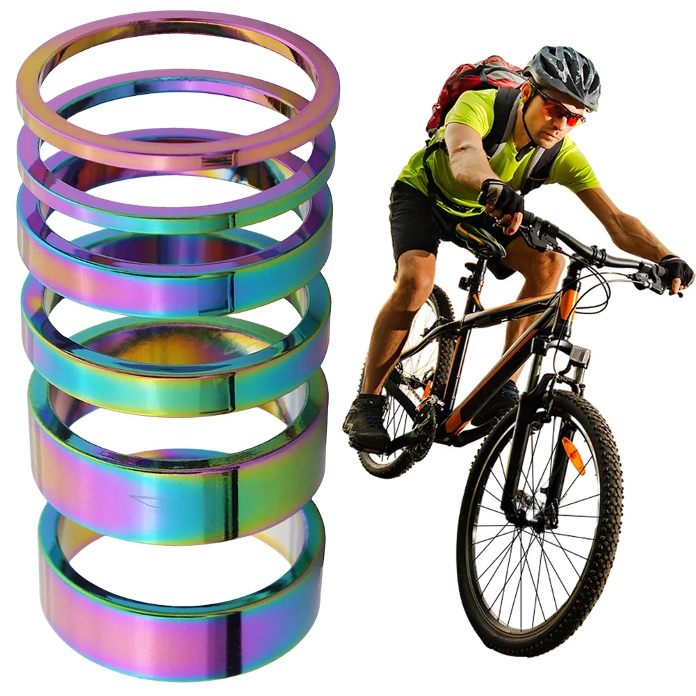 AliExpress 6Pcs Bike Fork Washer Set 2/5/10mm Bicycle Headset Spacer Bike Headset Stem Spacers Aluminum Alloy for 28.6mm Front Fork Bike