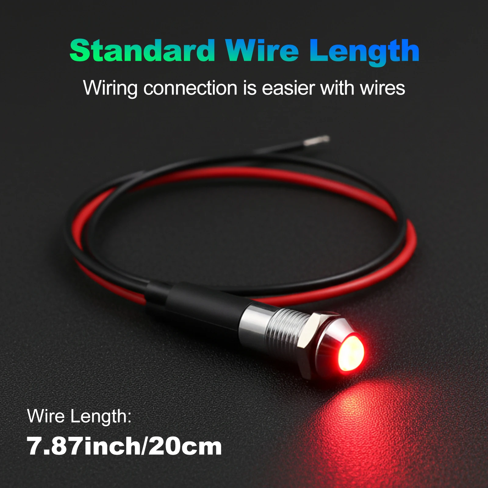 FILN 8mm 12V 24V Metal LED Yanıp Sönen Gösterge Lambası Yüksek Başlıklı Tek Flaş Sinyal Lambası Pilot Gösterge Paneli Yönlü Kablolu Kırmızı Uyarı Lambası