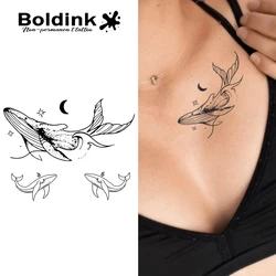 Whales Temporary Tattoo,Lasts To 15 Days New Technology Magic Waterproof Semi Permanent Sticker.