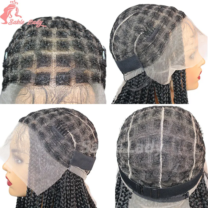 10 "curto bob trançado perucas sintéticas completa do laço tranças peruca para preto feminino jumbo knotless caixa cornrow tranças perucas peruca dianteira do laço