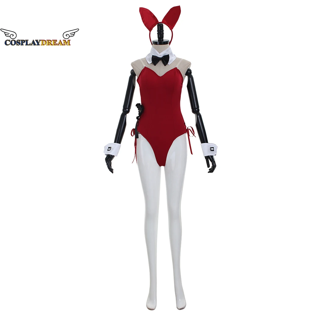 

Bunny Rabbit Cosplay Costume Women Halloween Party Set Bunny Girl Costume Red Sexy Jumpsuit with Ear Headband Cos Costume XS-3XL