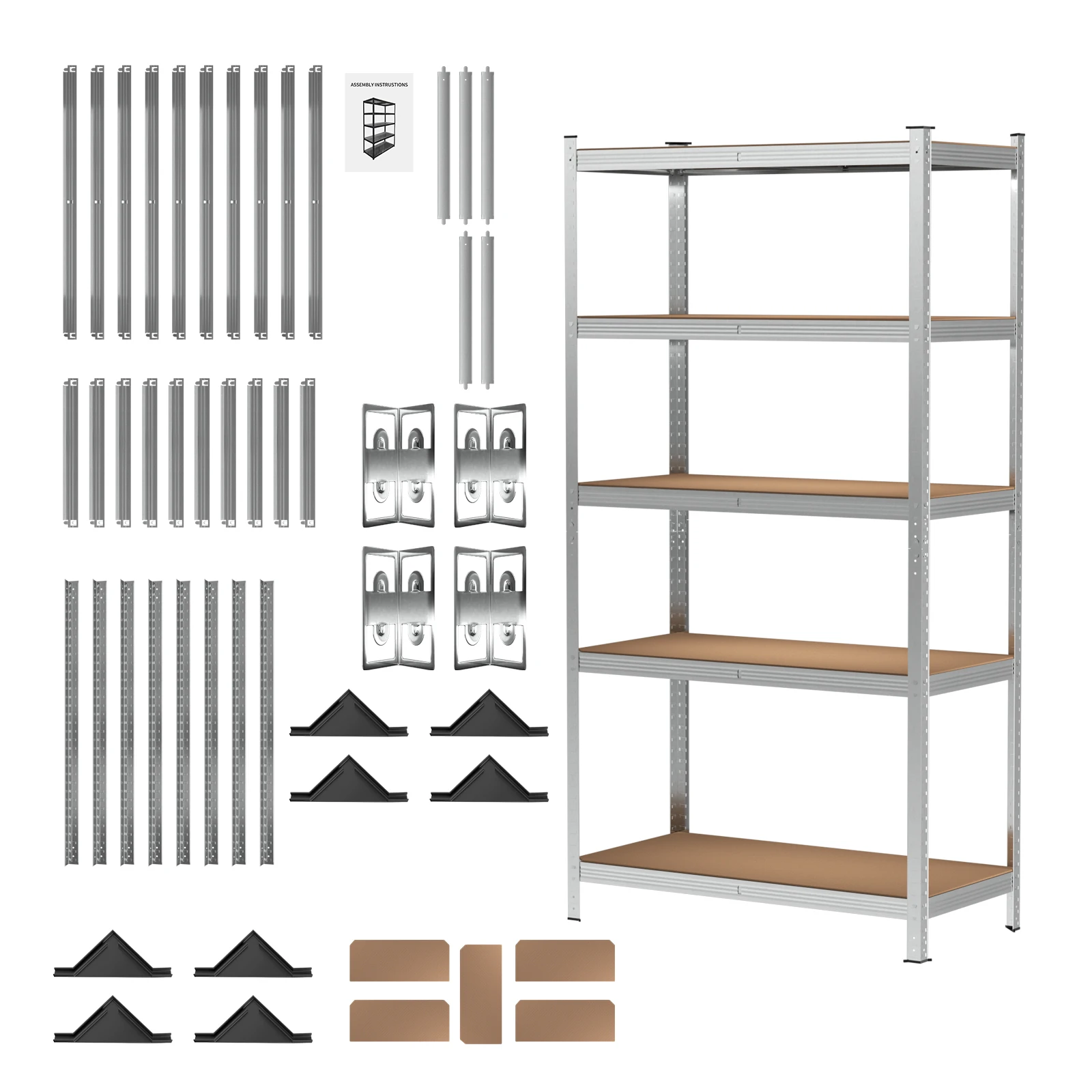Heavy Duty Lagerung Regale, garage Regale, hohe Last Kapazität 175 kg, einfach zu montieren, Regal Größe: 200x 100 x50cm,Silber