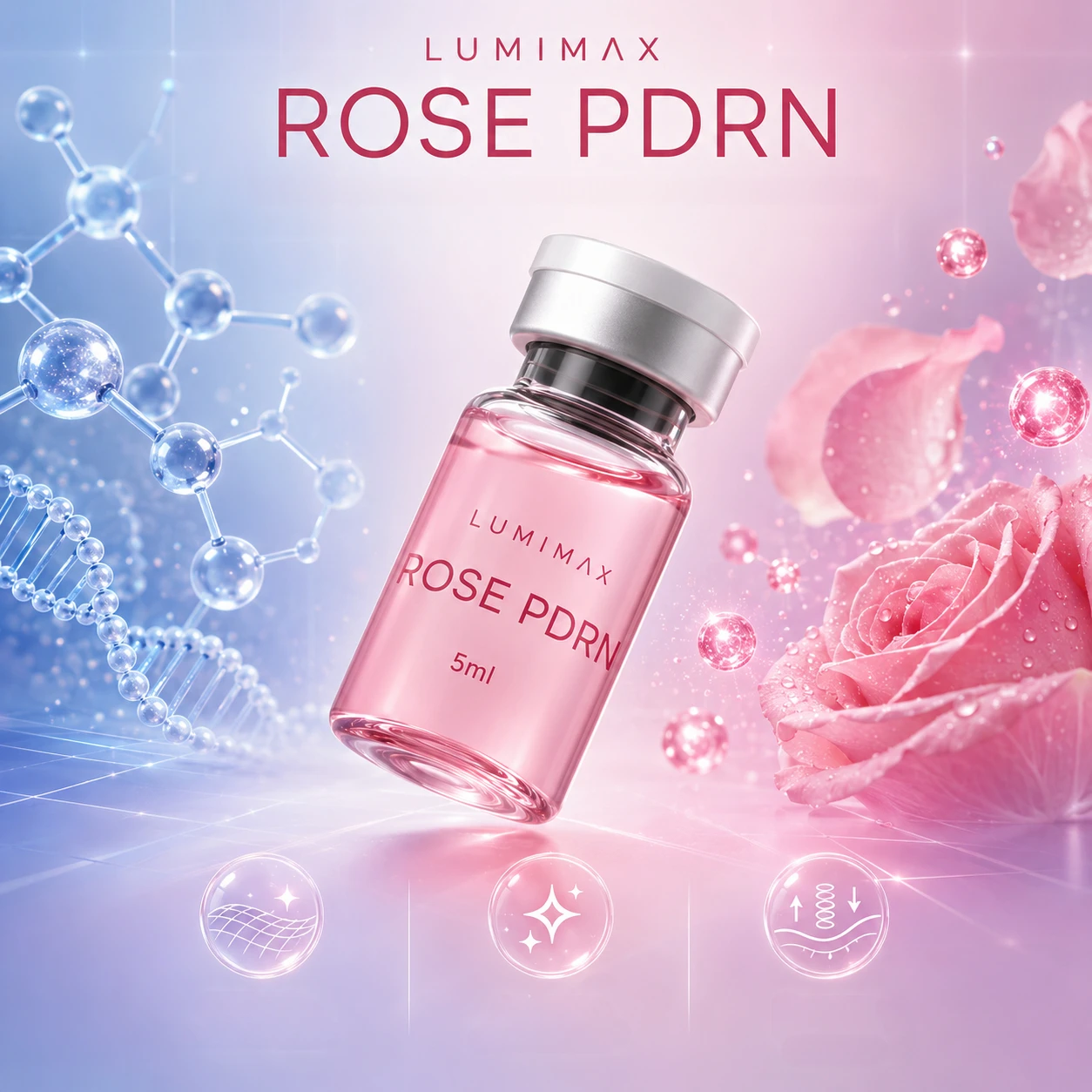 SANENDI Rose PDRN Facial Serum, Hydrating Radiance Essence for Skin Texture, Elasticity and Moisture Balance, 5ml x 10 Vials