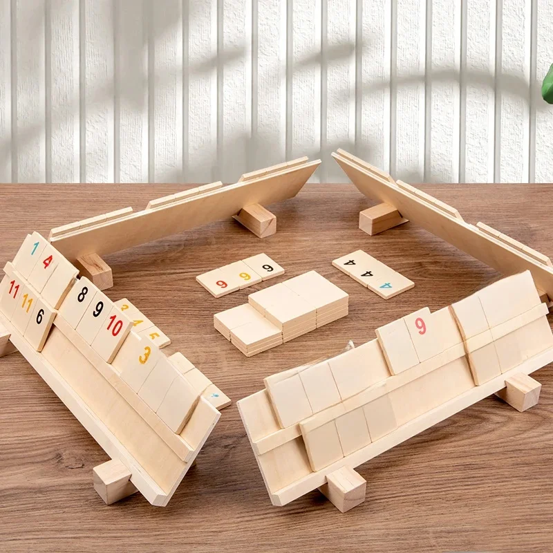 Drewniana szybko poruszająca się płytka klasyczna tablica 2-4People Mahjong Digital Home Family Party Game Travelling wersja — zdjęcie 2