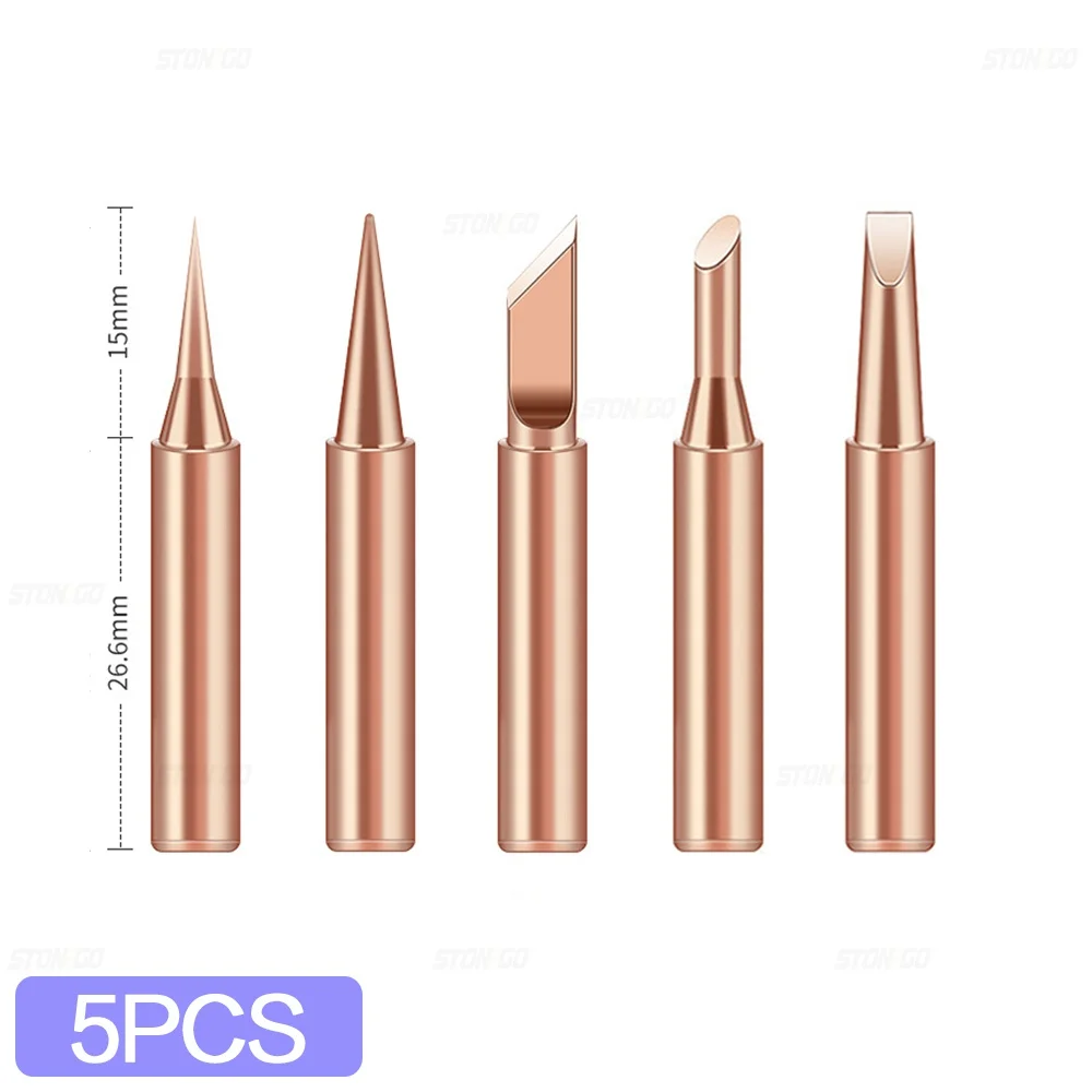 STONEGO 5PCS/10PCS Soldering Iron Pure Copper Soldering Iron Head Inside Hot Bare Copper Electric Soldering Iron Tip