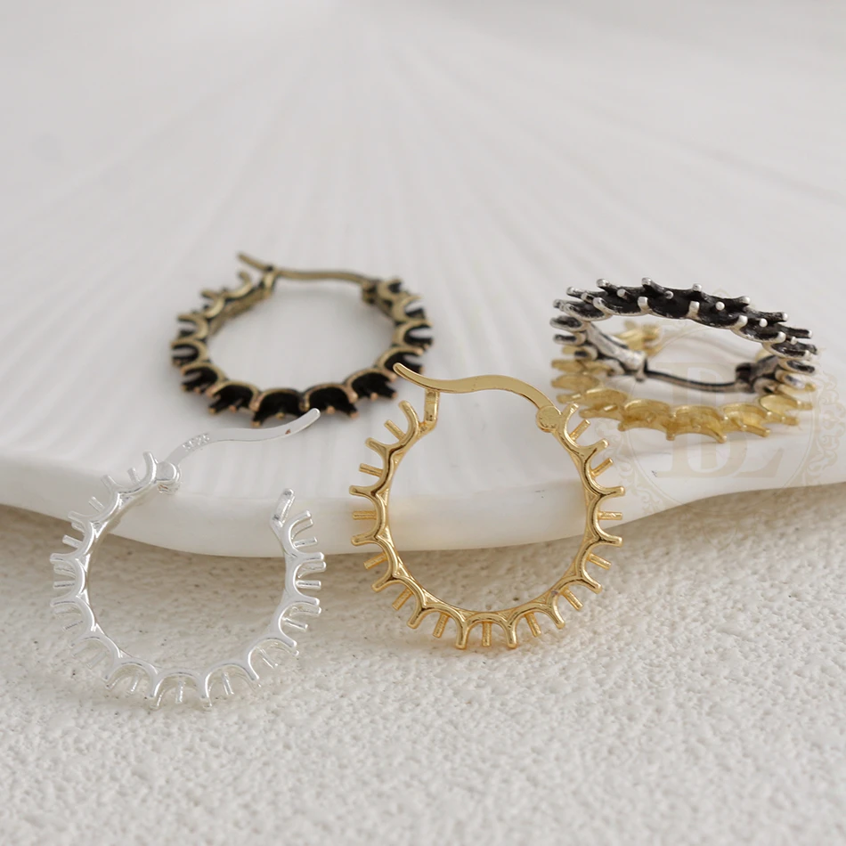 DIY Supply-2 قطعة من عمود القرط النحاسي الصلب مع إعداد ودبوس من الفضة الاسترليني - حلقة 23.5 × 23 مم (4921C-10)