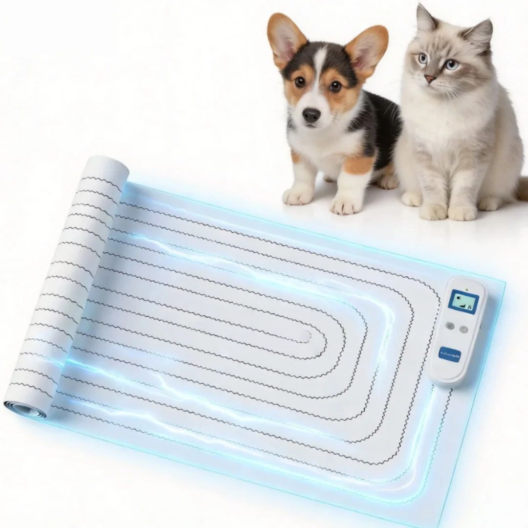Tapis d'entraînement pour animaux de compagnie avec signal sonore, réglage statique en 3 étapes, boîtier de contrôle USB, recharge magnétique pour canapés et portes