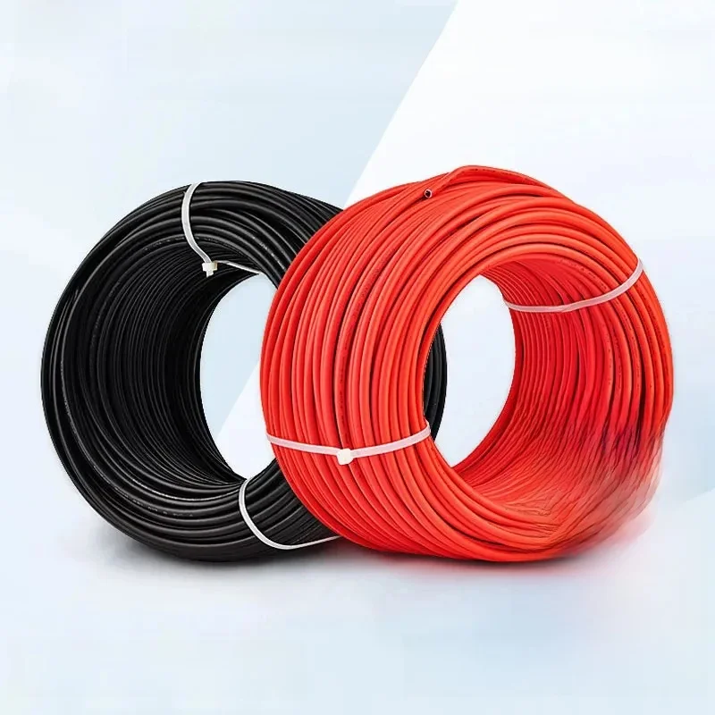 Kabel zasilający energię słoneczną 4/6mm2 12/10AWG Przewód fotowoltaiczny 108V Kabel TUV do podłączenia paneli fotowoltaicznych Czerwony Czarny PVC Dwuwarstwowy magazyn UE — zdjęcie 2