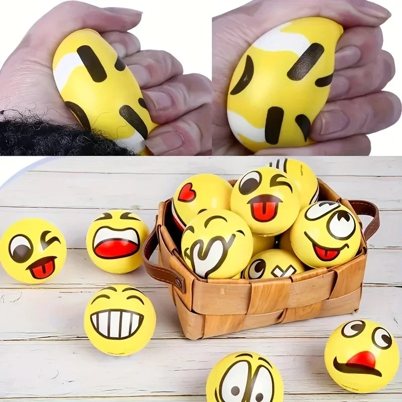12 pièces/lot 6.3cm souriant basket-ball planète Animal mousse balle presser Stress balle soulagement jouet main poignet exercice visage PU jouet balles