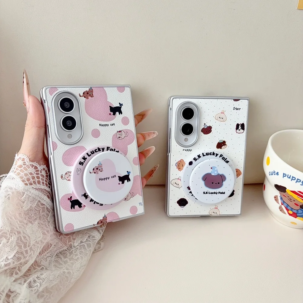 Kawaii Cartoon Cat Cute Puppy Phone Case For Samsung Galaxy Z Fold 8 fold 8 Cover With Magsafe Fashion Anti‑Fall Protective Case