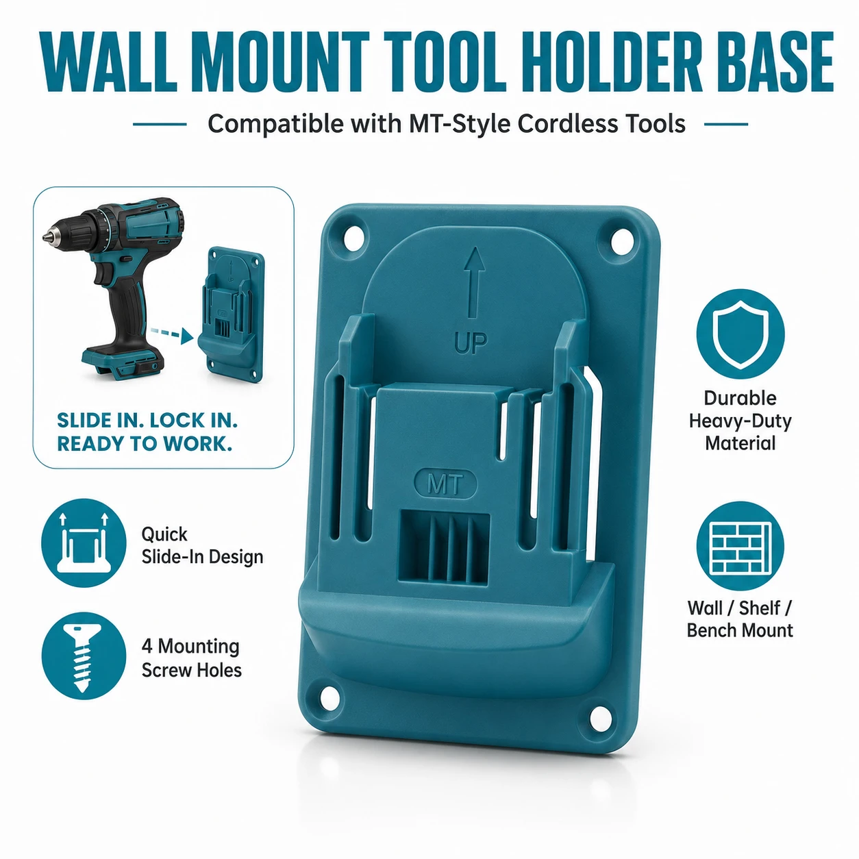 NEW 1-5Pcs Wall Mount Electric Tool Holder Wall Power Mount Storage Battery Bracket Fixing Drill Holder Slots Stand for Makita image 4