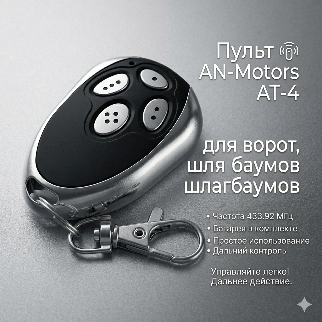 

Пульт дистанционного управления Alutech AT-4 433 МГц для ворот, брелок для шлагбаума AN-Motors AT-4 ASG1000 AR-1-500 ASL500 ASG600, брелок для гаражных ворот