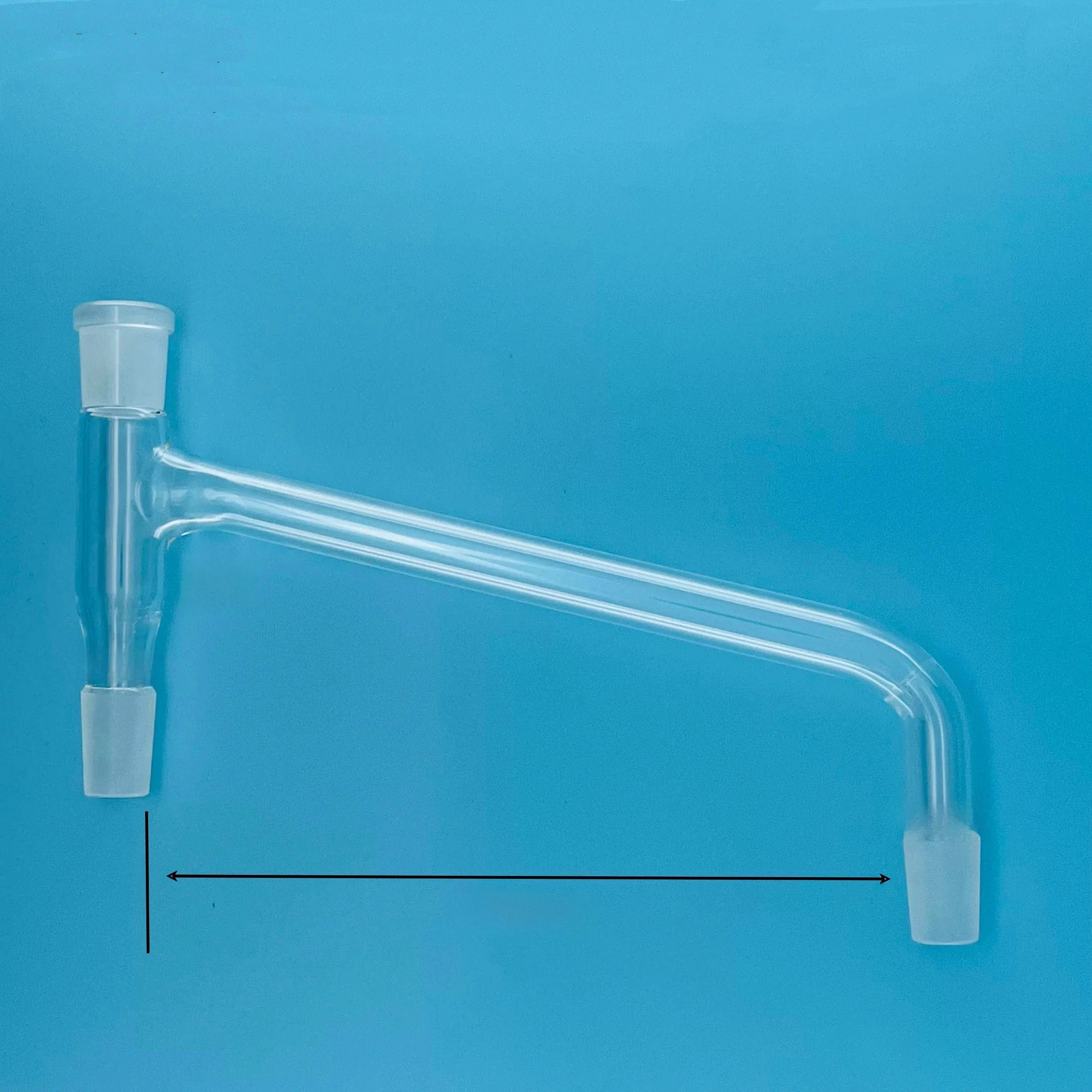Verrerie de laboratoire de type oblique vers le bas, adaptateur en verre à 3 voies, tête de distillation, 14/23, 19/26, 24/29, 29/32