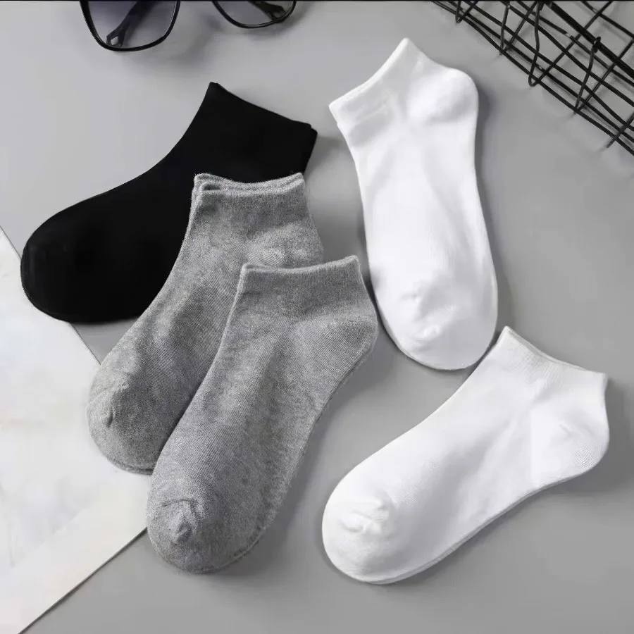 

10/20/30 Pairs of Breathable and Casual Black, White, and Gray Socks, Anti Odor Thin Boat Socks, Essential for Summer Travel