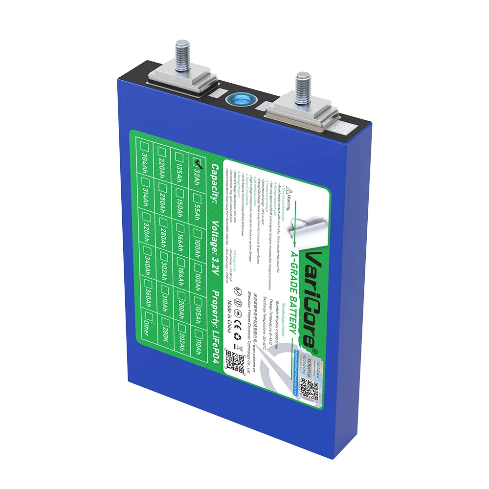 Batteria al litio ferro fosfato LiFePO4 di grado A, 16 pezzi, 3,2 V, 32 Ah, celle ad alta potenza, oltre 8000 cicli di carica e scarica profonda, ricaricabile, per turbine eoliche, pannelli solari,