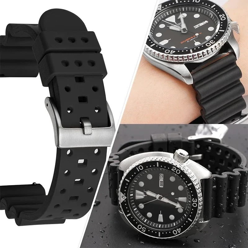 

FJ8 Men's Fluororubber Watch Strap – Silicone Replacement Band for Style Watches (18/20/22/24mm)
