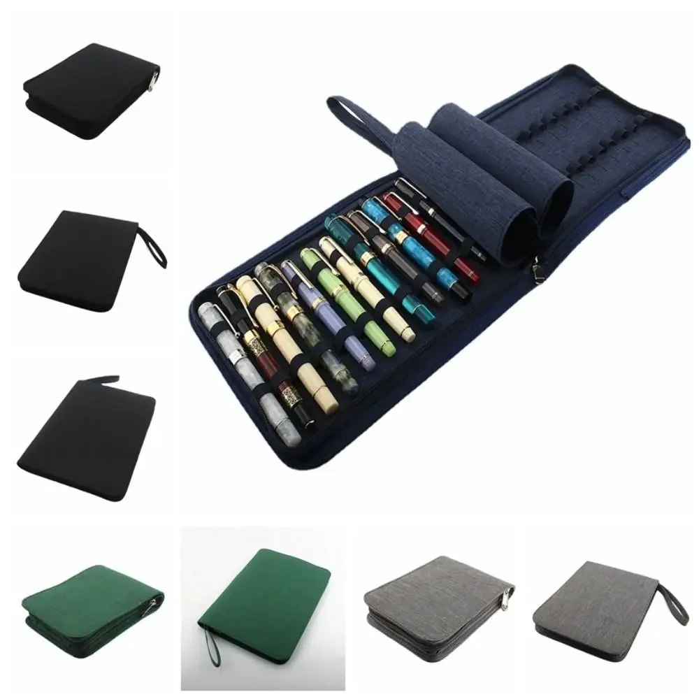 Pen Container Bag Large Capacity Fountain Pencil Case Zipper Dustproof 10 /24/48 Slots 4 Colors Writing Holder Supplies
