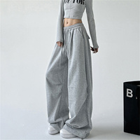 2025 New Harajuku Wide Leg Sweatpants Women Streetwear Baggy Oversize Gray Sports Pants Woman Drawstring Casual Joggers Trousers