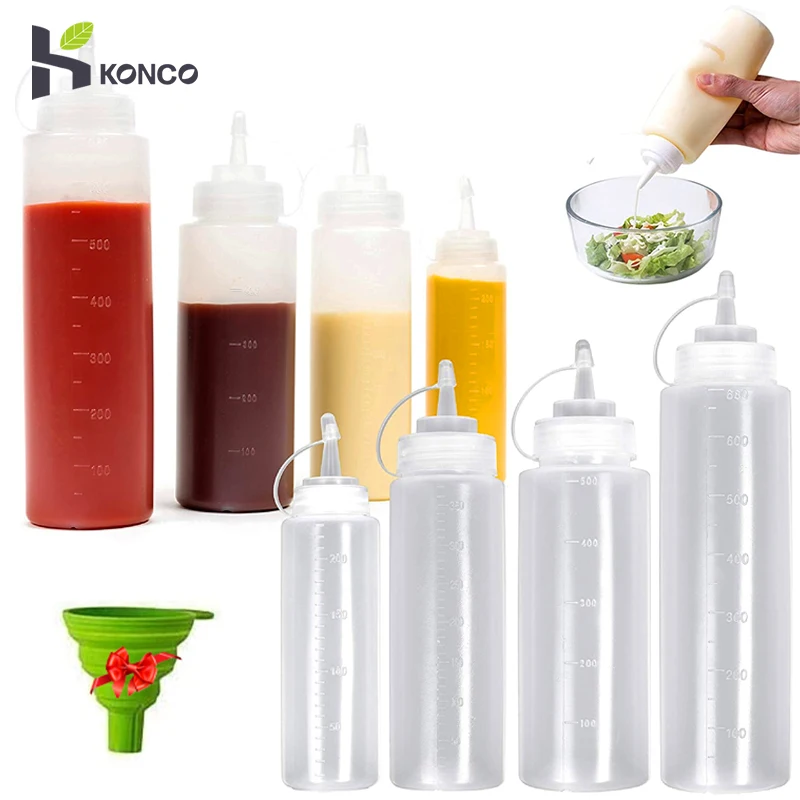 1/2/4/6pcs Condiment Squeeze Bottles,Kitchen Hot Sauces Olive Oil Bottles Ketchup Mustard Dispensers Kitchen Accessories Gadgets