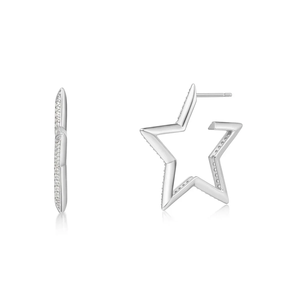 Large Star-Shaped Pave Lab Grown Diamond Hoop Earrings 9K/14K/18K Gold Lab Diamond Earrings Simple&Stylish Diamond Hoops for Her