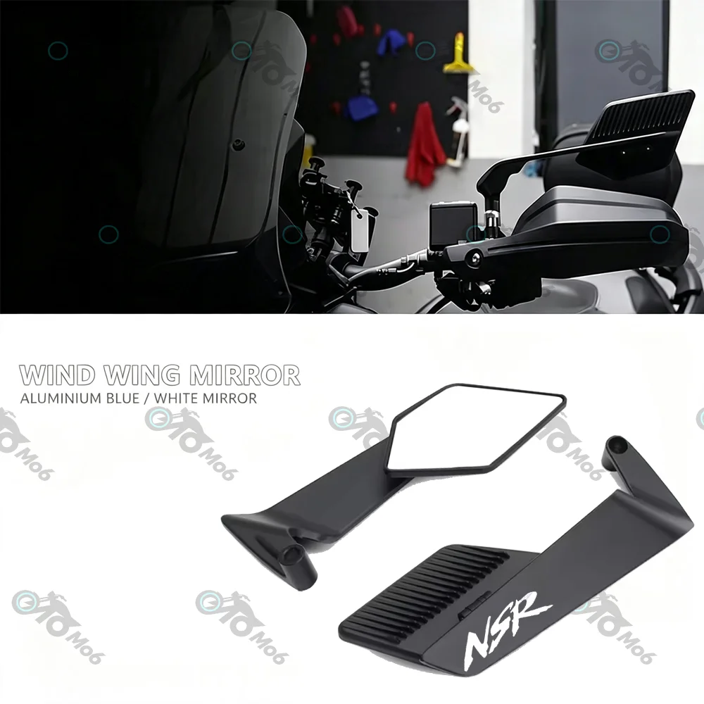 Track Certified Wide-angle Motorcycle Fixed Wind Wing Rearview Mirror For NSR NSR125 NSR250R NSR 125 250R Upgrade Convex