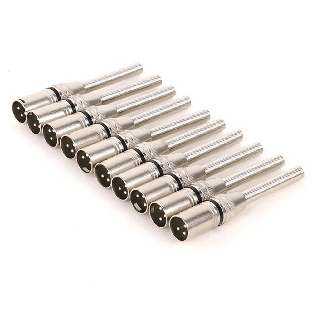 10pcs 3Pin XLR Male/Female Wire Connector Solder Type Audio Socket Microphone Line Plug Zinc Alloy Housing Silver Plated Contact