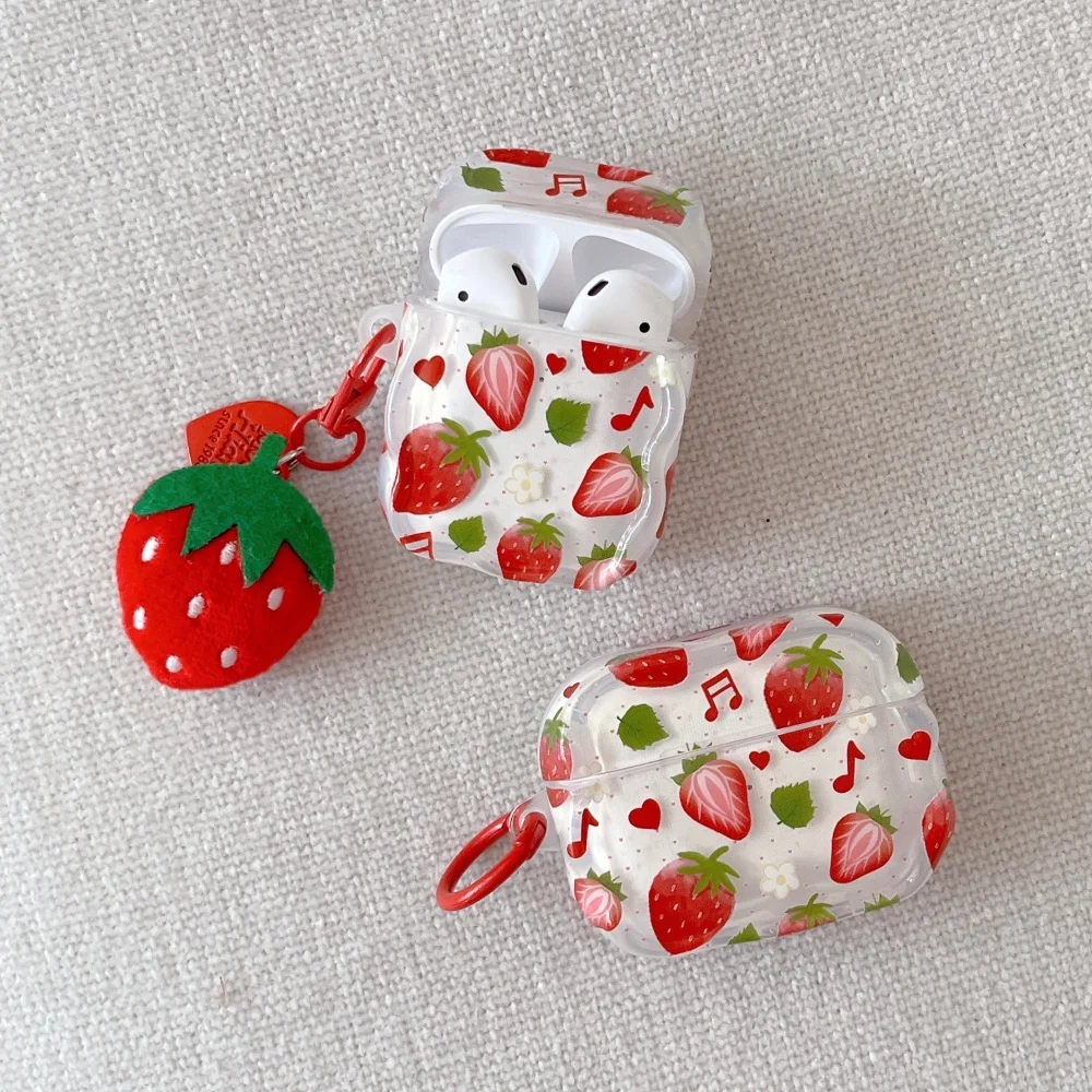 

Cute and sweet strawberry headphone protective case, suitable for AirPods 4/3/2 Pro/2/4, cute new shockproof protective case