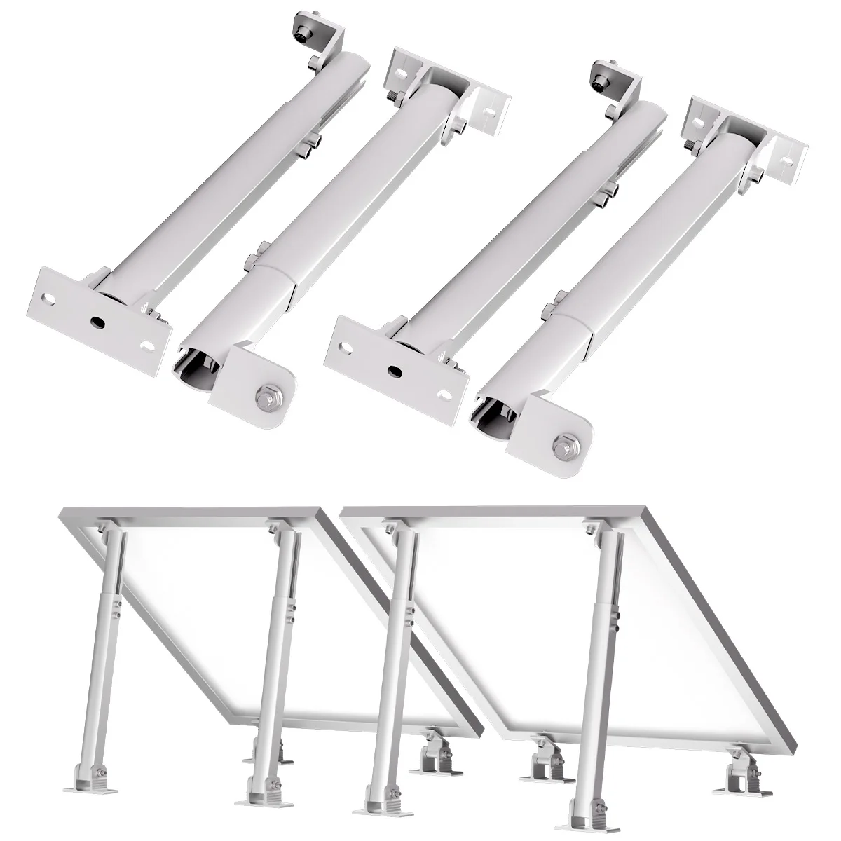 2 Set Supporto di Montaggio per Pannelli Solari 15 ° -30 ° Supporto per Pannelli Solari Fotovoltaici per Montaggio su Parete, Tetto, Tetto Piano, Terreno, Camper