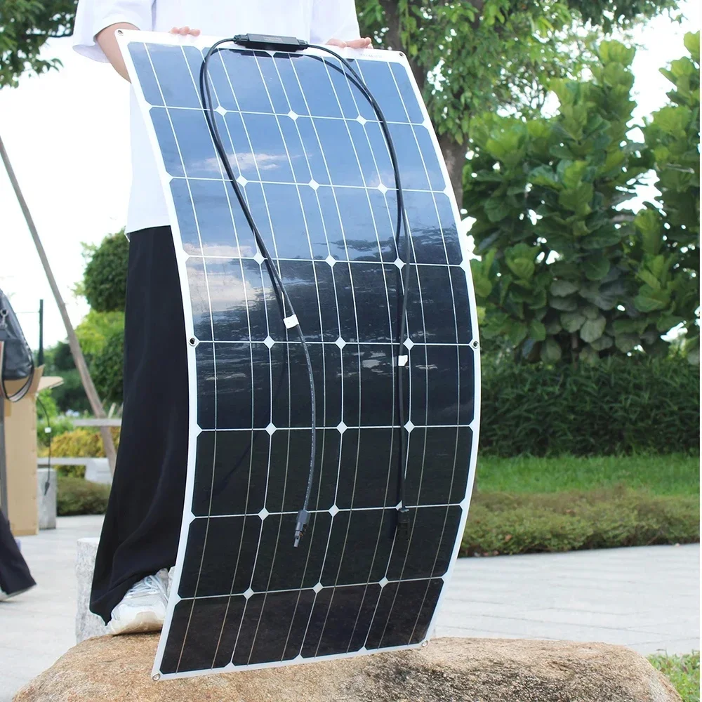 100 W flexibles monokristallines Solarpanel, wasserdicht, für Auto, Boot, Zuhause, 12 V Batterieladegerät