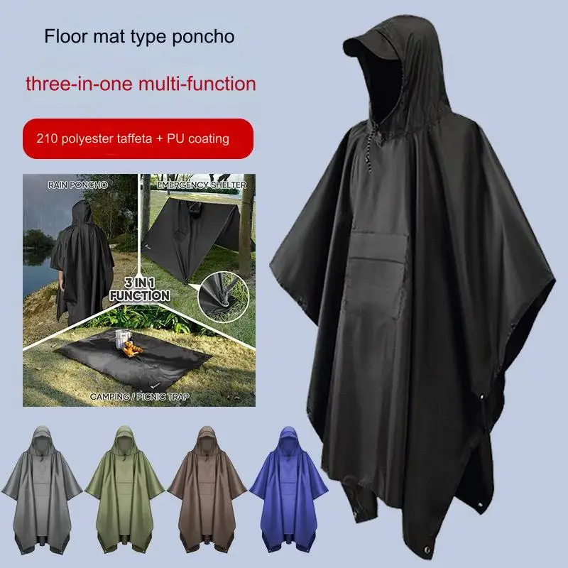 PU coated raincoat cape canopy multifunctional Men Women raincoat