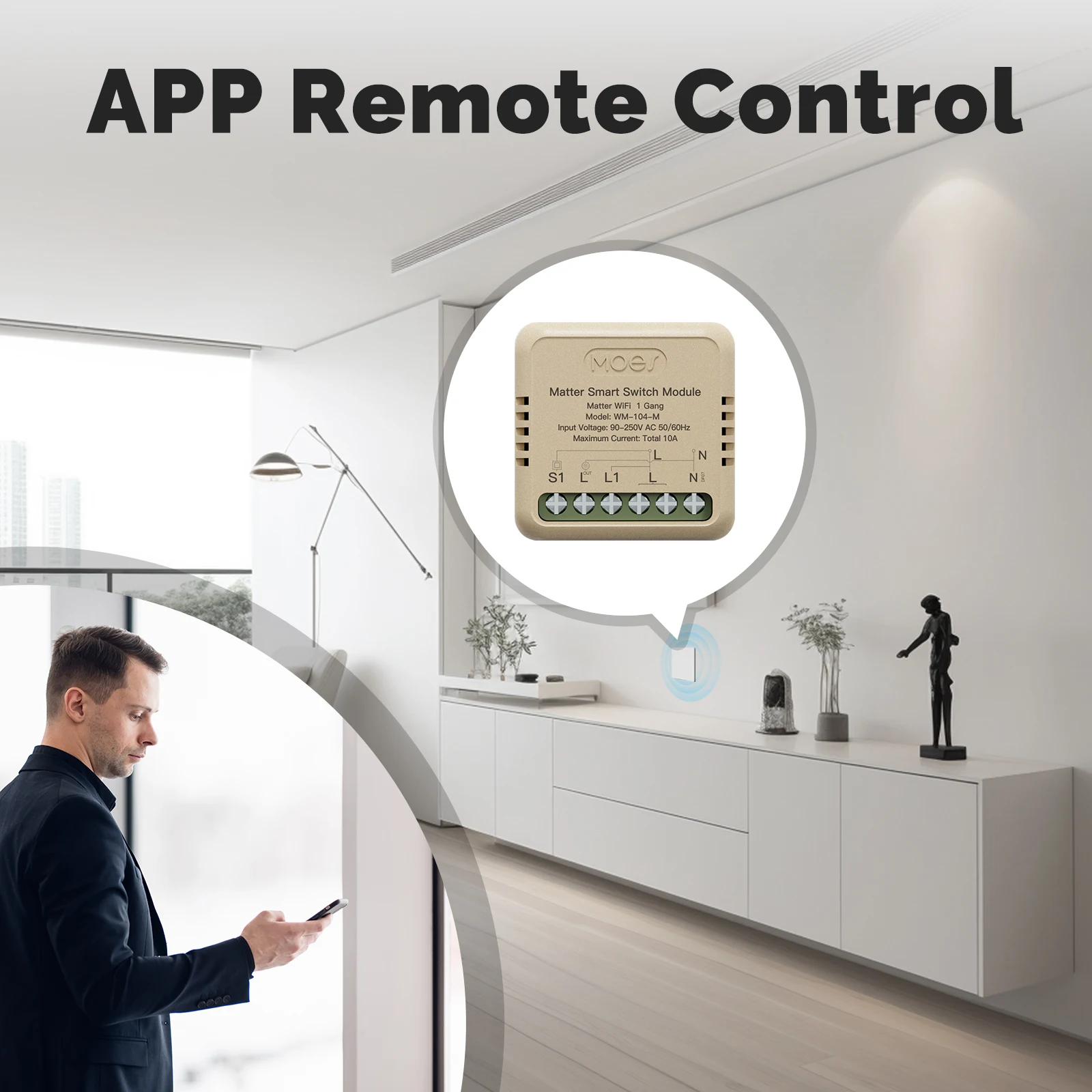 WiFi Matter Smart Switch Module Relay Circuit Breaker Smart Home Automation Collaborates with Homekit/Alexa/Google/SmartTings