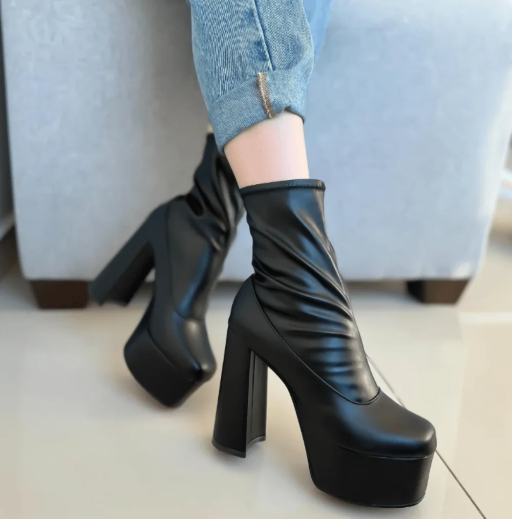 Stivaletti in Lycra con plateau da donna premium