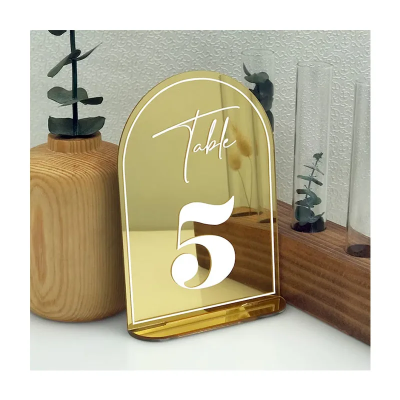 Golden Mirror Arch Wedding Table Numbers Wedding Table Decor Wedding Signage Table Signs Wedding Stationery Reception Signs