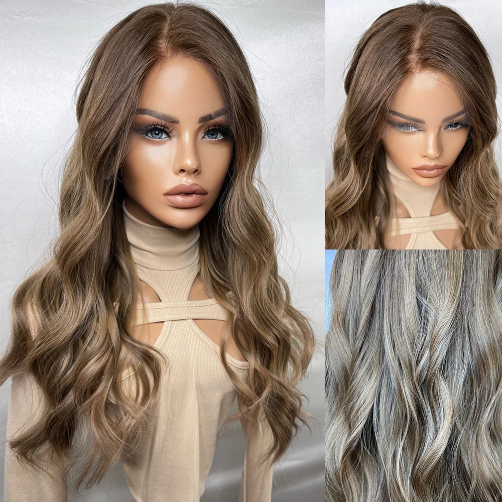 Cool Brown Human Hair Wig Toffee Caramel Blonde Wig Luxury Full Lace Human Hair Wigs 13x 6” Wavy Lace Front Wig 200% Thick