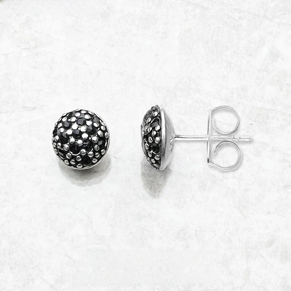 Stadniny kolczyki czarny Pave, styl europejski Glam Fine Jewerly dla kobiet mężczyzn nowy prezent w 925 Sterling Silver — zdjęcie 2