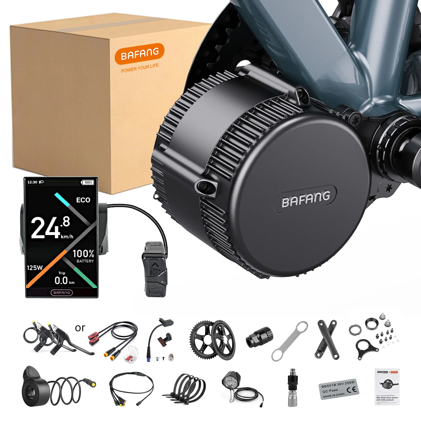 [Standard UE] Kit di conversione per e-bike BAFANG 36 V 250W con motore centrale 8Fun M215 BBS01B BBS01 protocollo CAN, motore con EKD01Bluetooth VD618 Mini VD03 DPC010 DPC080 senza batteria 80N.m BB