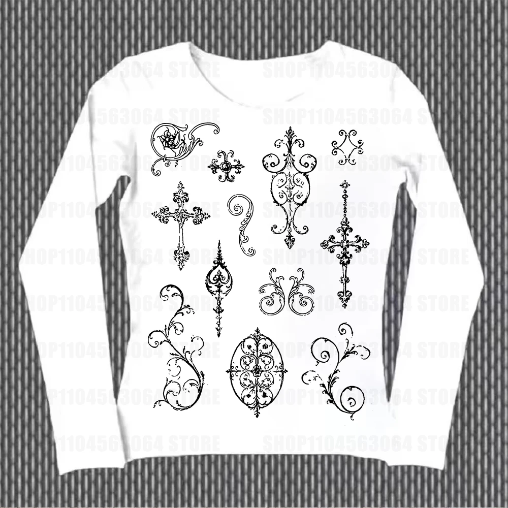 

Модная ретро милая Harajuku Emo сладкая и пряная облегающая женская белая повседневная футболка с длинными рукавами и геометрическим принтом для девочек