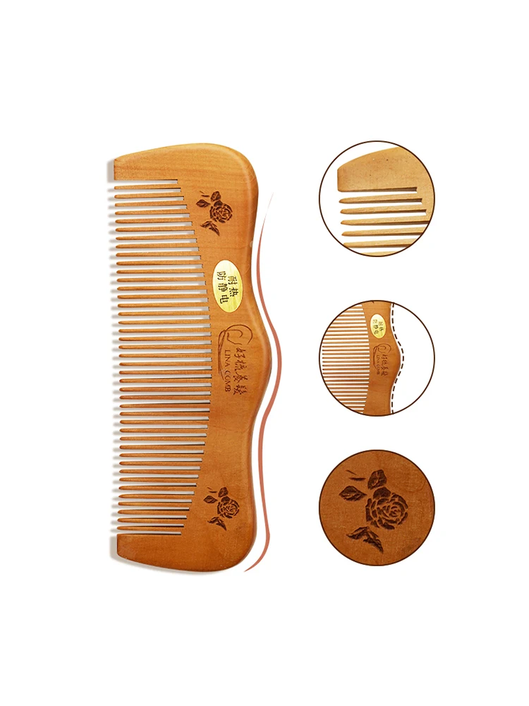 Protable Natural Wood Comb Hair Comb Fine Tooth Brush Anti-Static Hairdressing Hair Scalp Massage Tools Pocket Comb